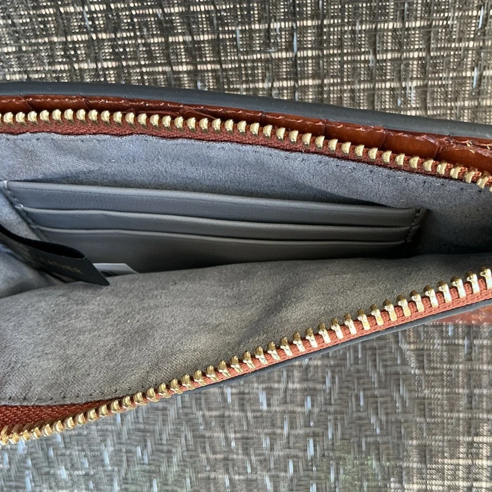 Vince Camuto Jann Brown Patent Leather Wristlet